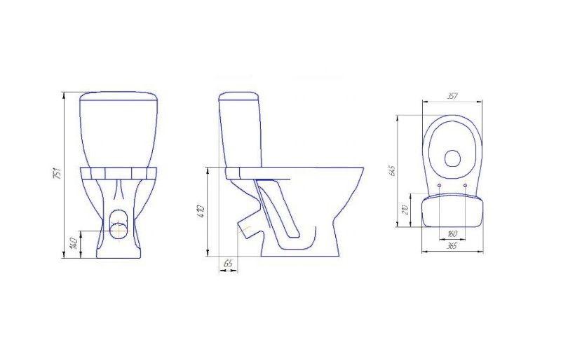 Компакт 3-6 л с нижней подводкой Koral NEW, с крышкой полипропилен, выпуск горизонтальный 45° (109732)  CERSANIT