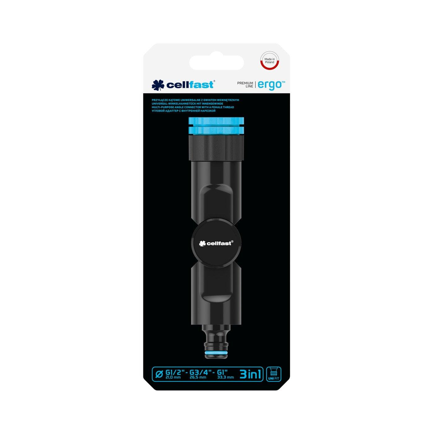 Адаптер угловой ERGO для быстросоединения D. 1/2"-3/4"-1" М (вращ. гориз. 360°, вертик. 180°)  CELLFAST