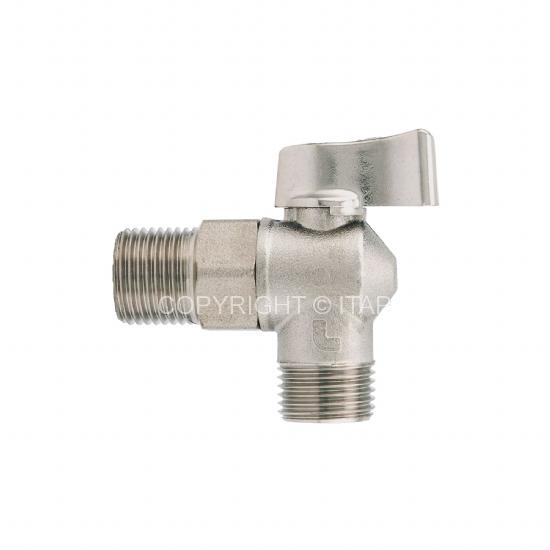 Кран угловой шаровый D. 1/2" x 3/4" П PN16 латунь никелированная 392  ITAP