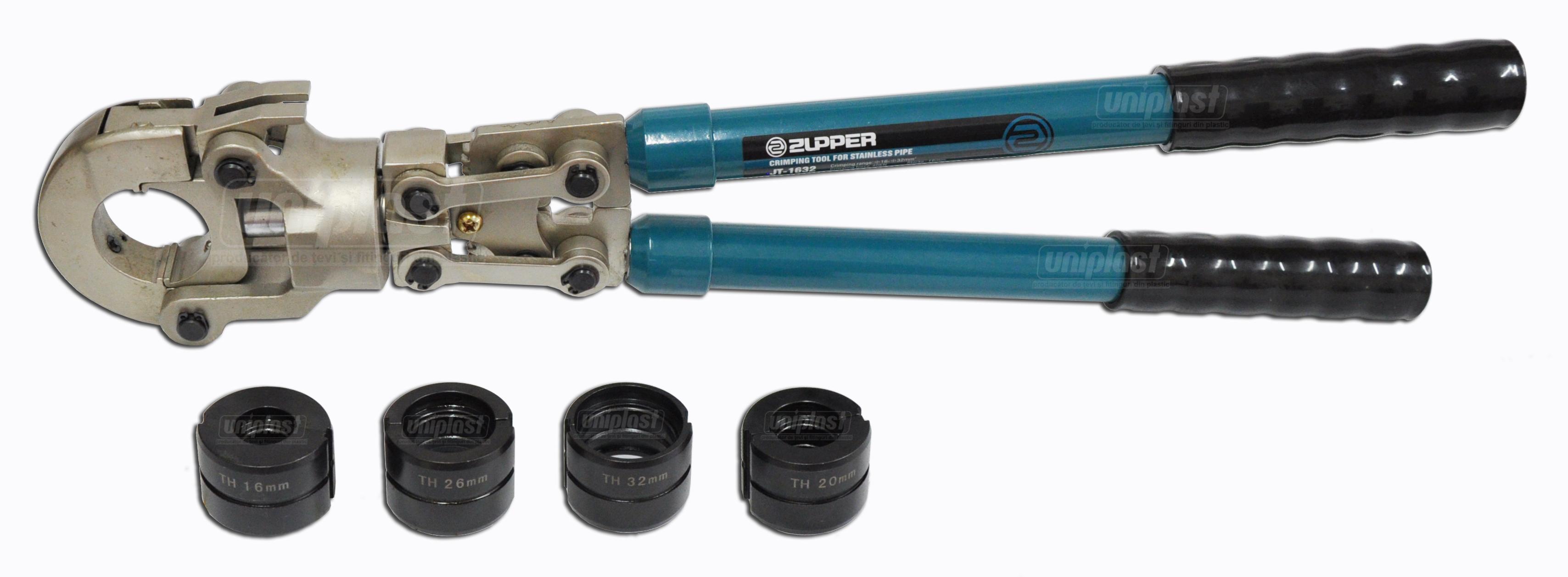 Cleste in trusa pentru sertizat tevi PEX-AL-PEX TH JT-1632 D. 16-20-26-32 ZUPPER