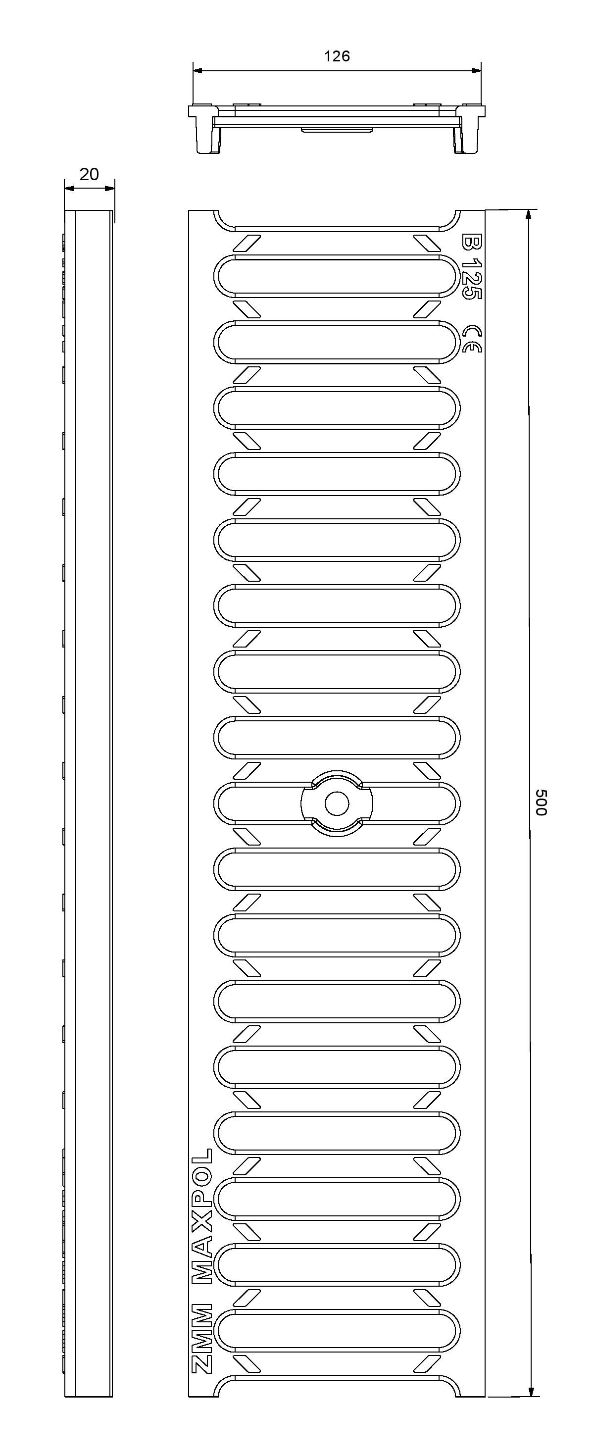 Решетка канализационная чугунная без лотка B125 500x126 мм  ZMM MAXPOL