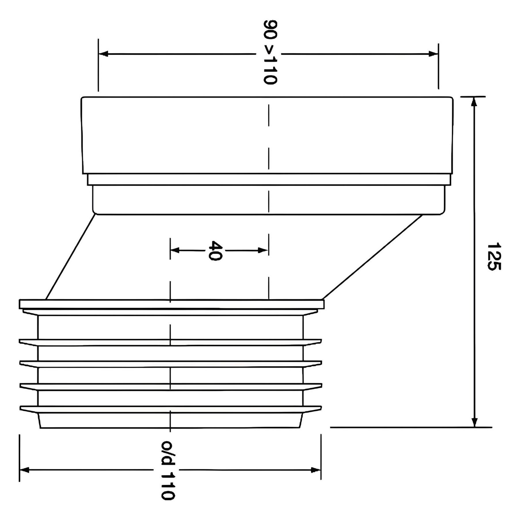 Манжета для унитаза эксцентрическая D.110 L=125 мм (со смещением) HC38 MCALPINE