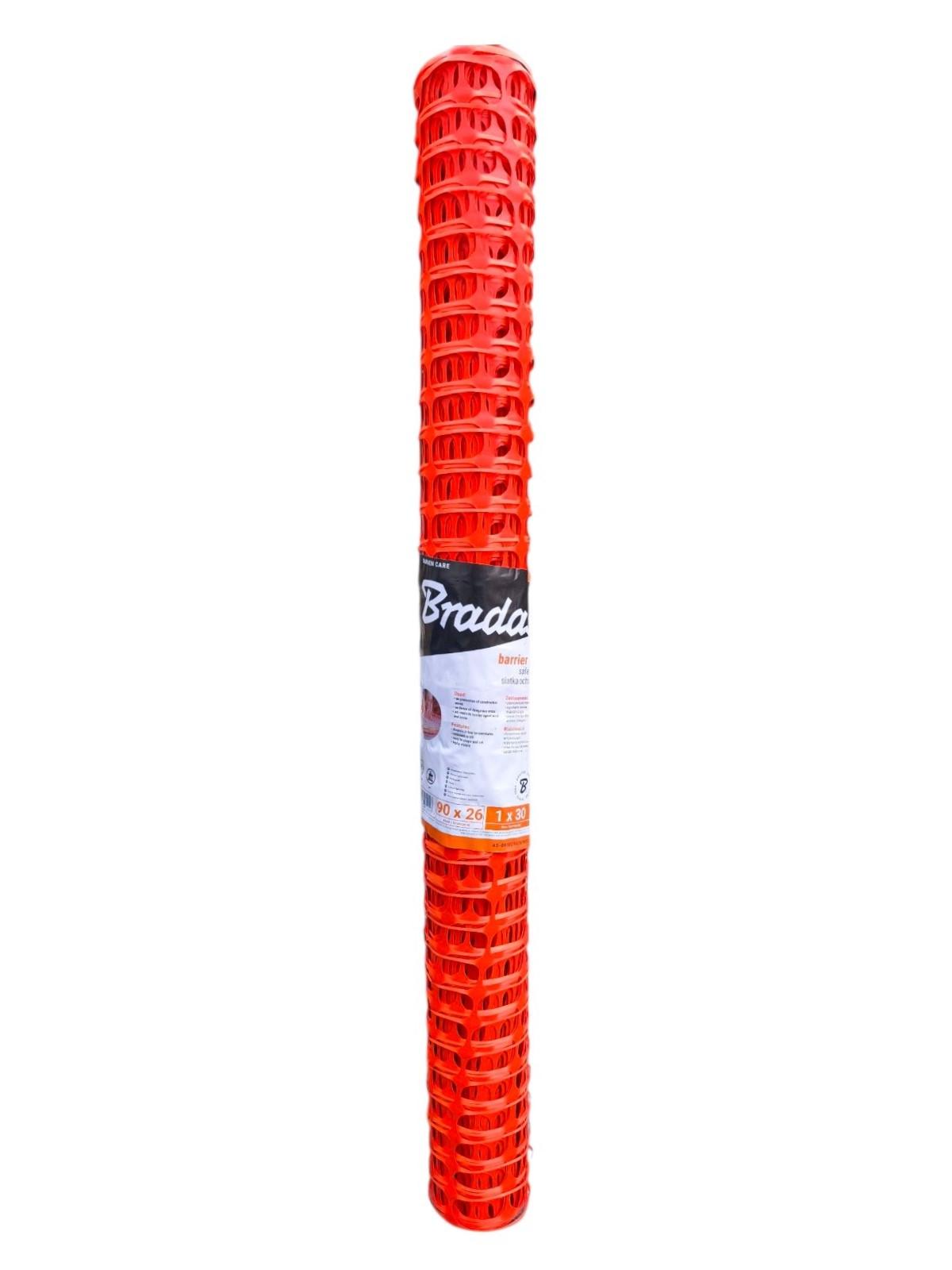 Plasa delimitare lucrari in constructii HDPE ORANGE BARRIER NET 100 g/m², celula 90 mm x 26 mm, rola (1 m x 30 m) AS-BR10090261030 BRADAS