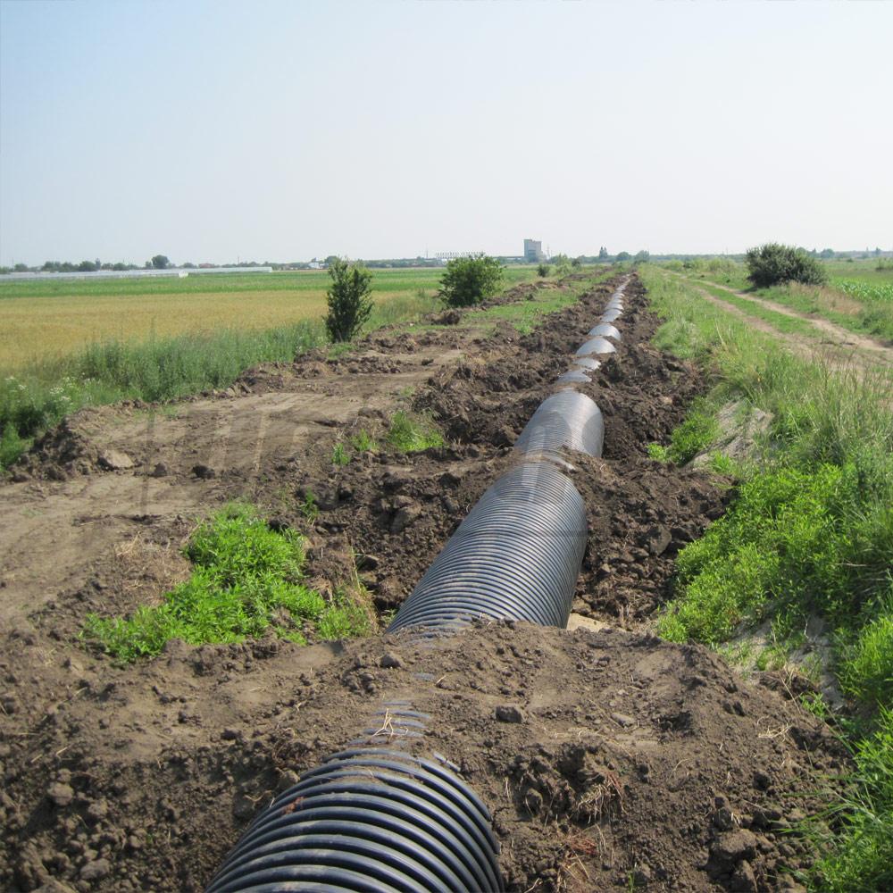 Труба дренажная гофрированная HDPE OD.315 (271) SN4 270° c раструбом L=6 м