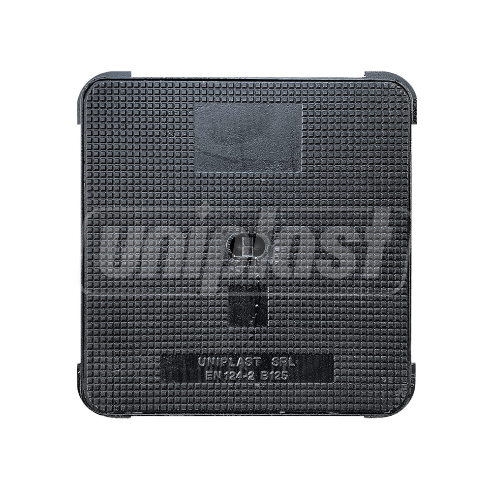 Capac cu rama patrata din fonta 572x572 mm (619x619 mm, H=30 mm) EN124 B125 TR