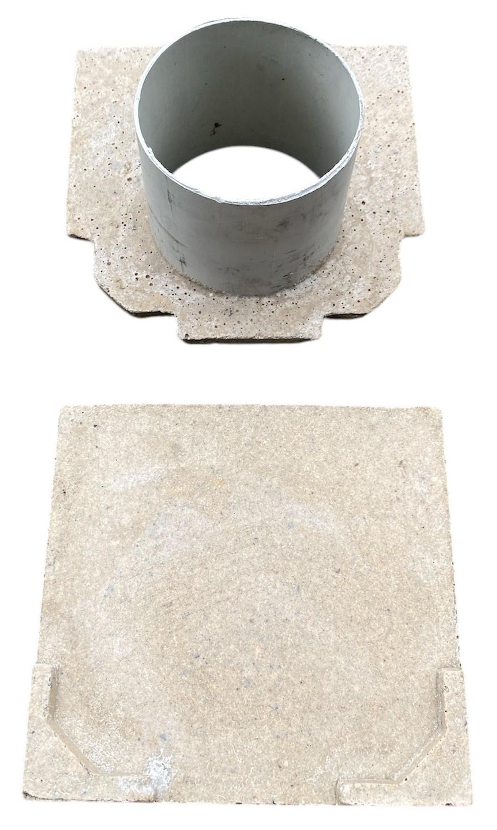 Set placa (2 buc.) capat fibrobeton 200x200 mm D.100 PVC pentru rigole 1000x200x200 mm (set 1 buc. exterioara + 1 buc. interioara) TR