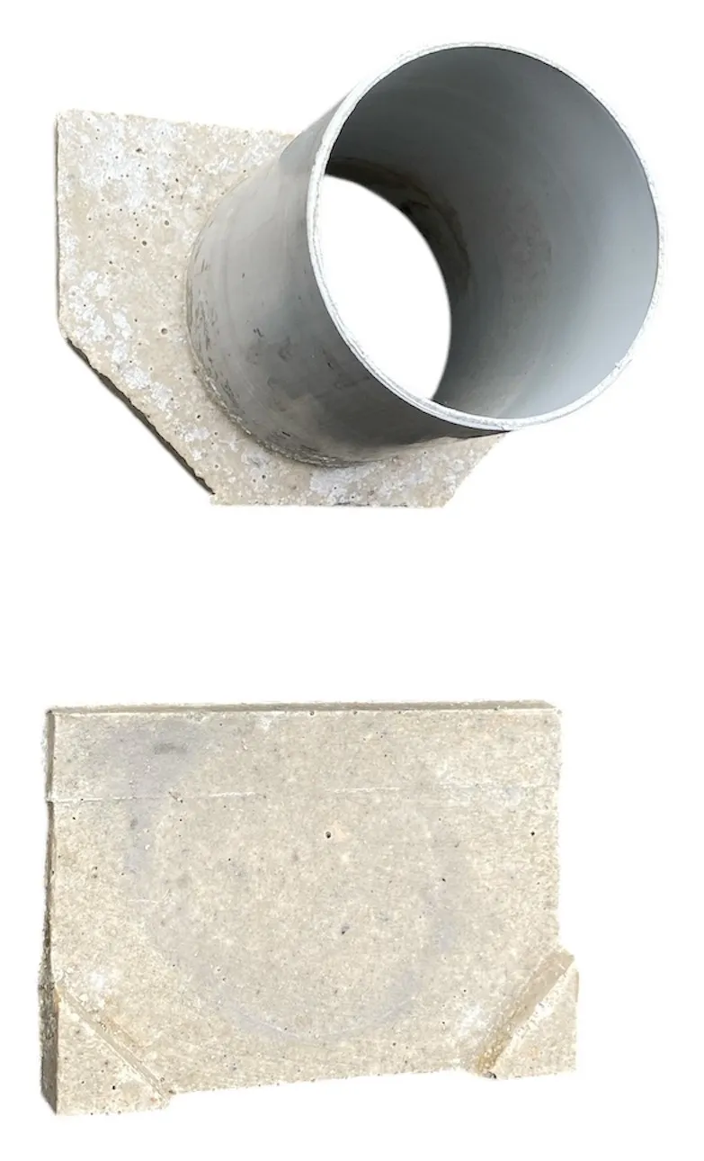 Заглушка-выход фибробетон 125x100 мм D. 75 ПВХ для решетки 1000x125x100 мм (комплект 1 наружная + 1 внутреняя) TR