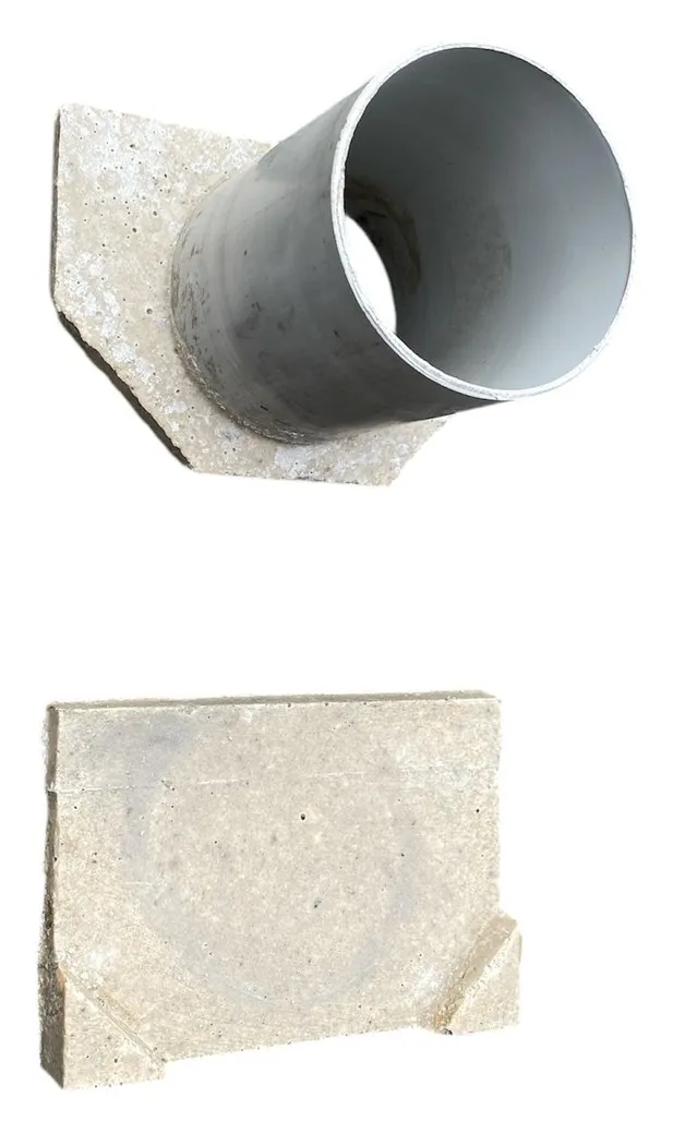 Заглушка-выход фибробетон 125x100 мм D. 75 ПВХ для решетки 1000x125x100 мм (комплект 1 наружная + 1 внутреняя) TR