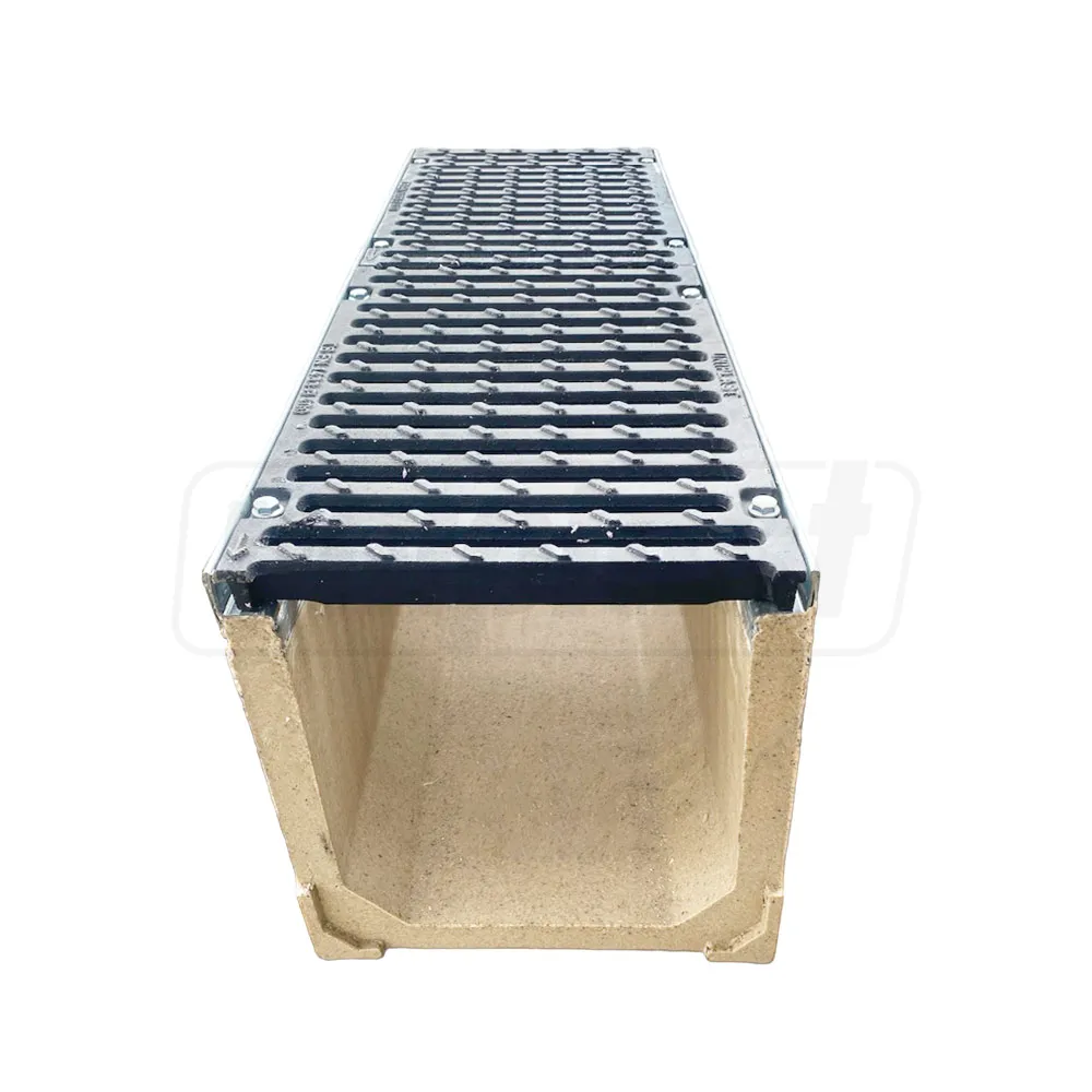 Gratar fonta canalizare cu rigola fibrobeton L=1000 mm H=200 mm B=200 mm EN124 D400 TR