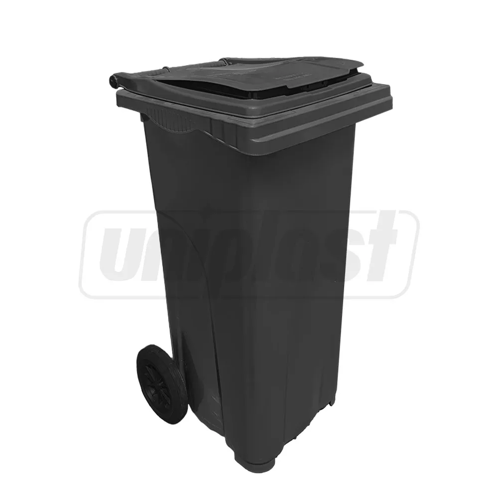 Cos HDPE pentru transportarea deseurilor  120 L pe roti (negru)  UNIPLAST TR