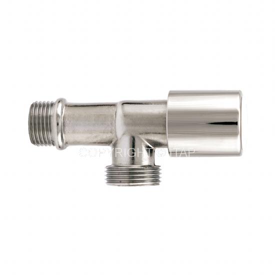 Robinet coltar cu ventil D. 1/2" x 3/4" FE/FE PN16 alama nichelata, pentru masina de spalat (H=98 mm)  ITAP
