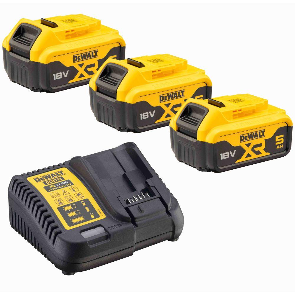 Зарядное устройство для аккумулятора DCB115P3 +3 аккумулятора Li-lon 18V 5.0Ah DEWALT
