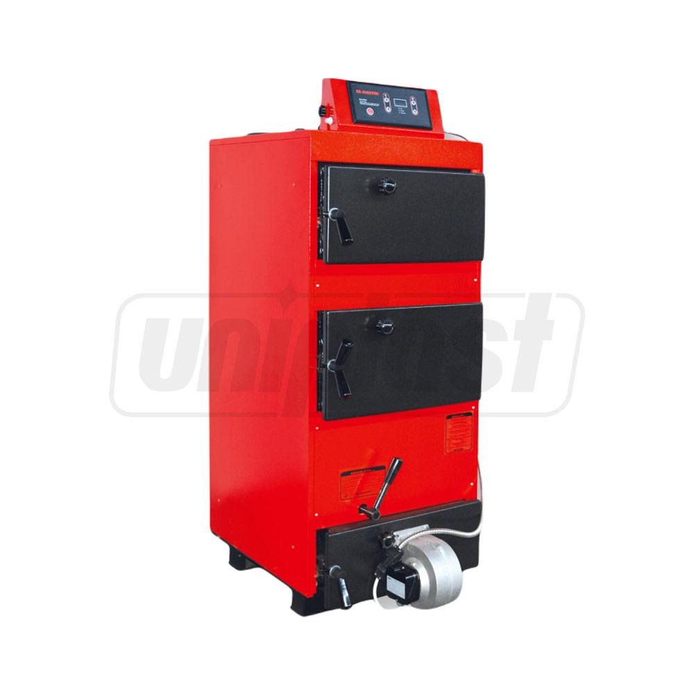 Cazan pe combustibil solid din otel 18MKB 4pass, 22 kW (lemne, carbune, seminte), L=740 mm, W=590 mm  MAKTEK