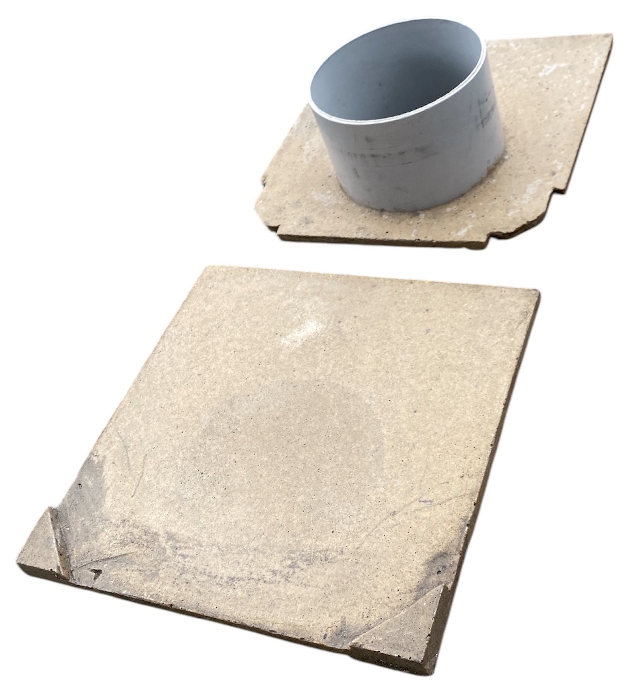 Set placa (2 buc.) capat fibrobeton 300x300 mm D.160 PVC pentru rigole 1000x300x300 mm (set 1 buc. exterioara + 1 buc. interioara) TR