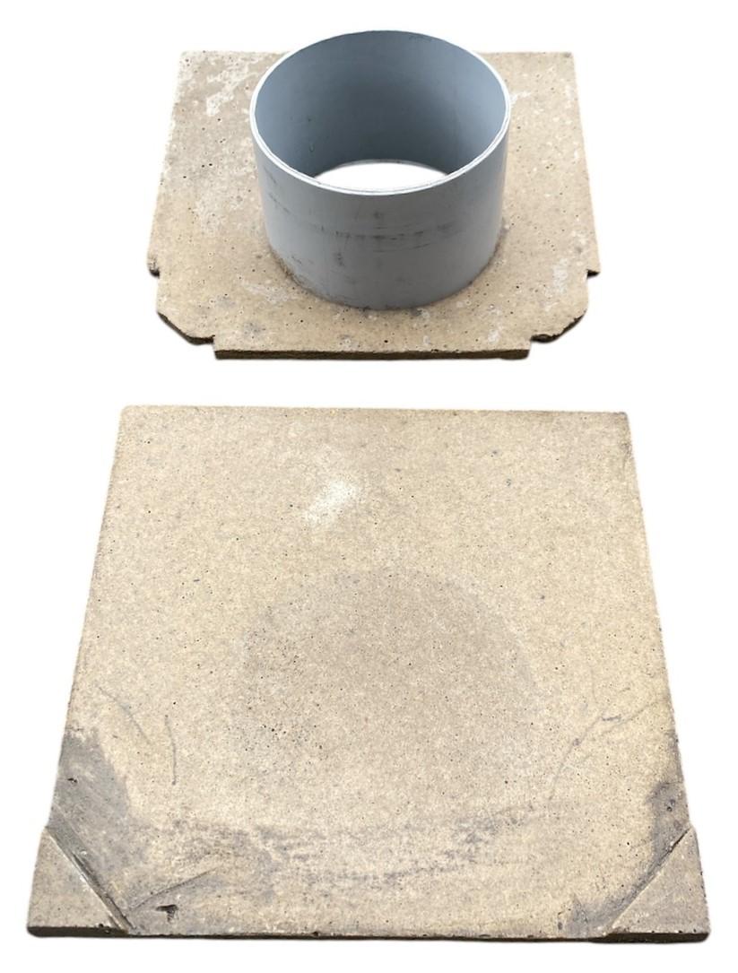 Set placa (2 buc.) capat fibrobeton 300x300 mm D.160 PVC pentru rigole 1000x300x300 mm (set 1 buc. exterioara + 1 buc. interioara) TR
