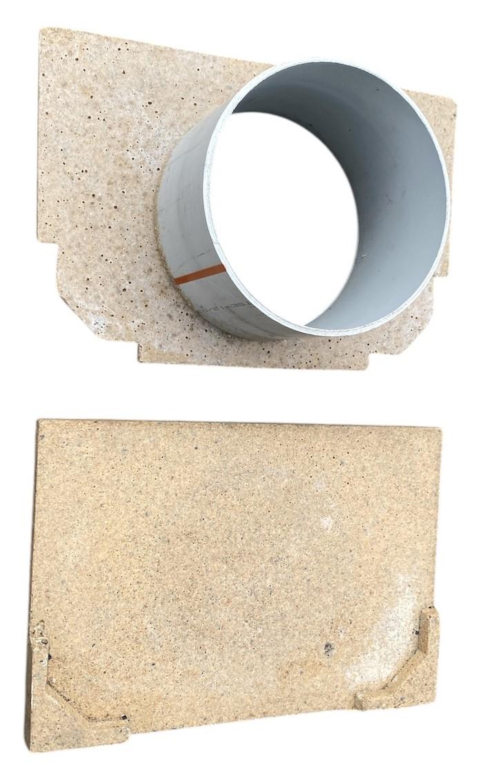 Заглушка-выход фибробетон 300x200 мм D.160 ПВХ для решетки 1000x200x300 мм (комплект 1 наружная + 1 внутреняя) TR