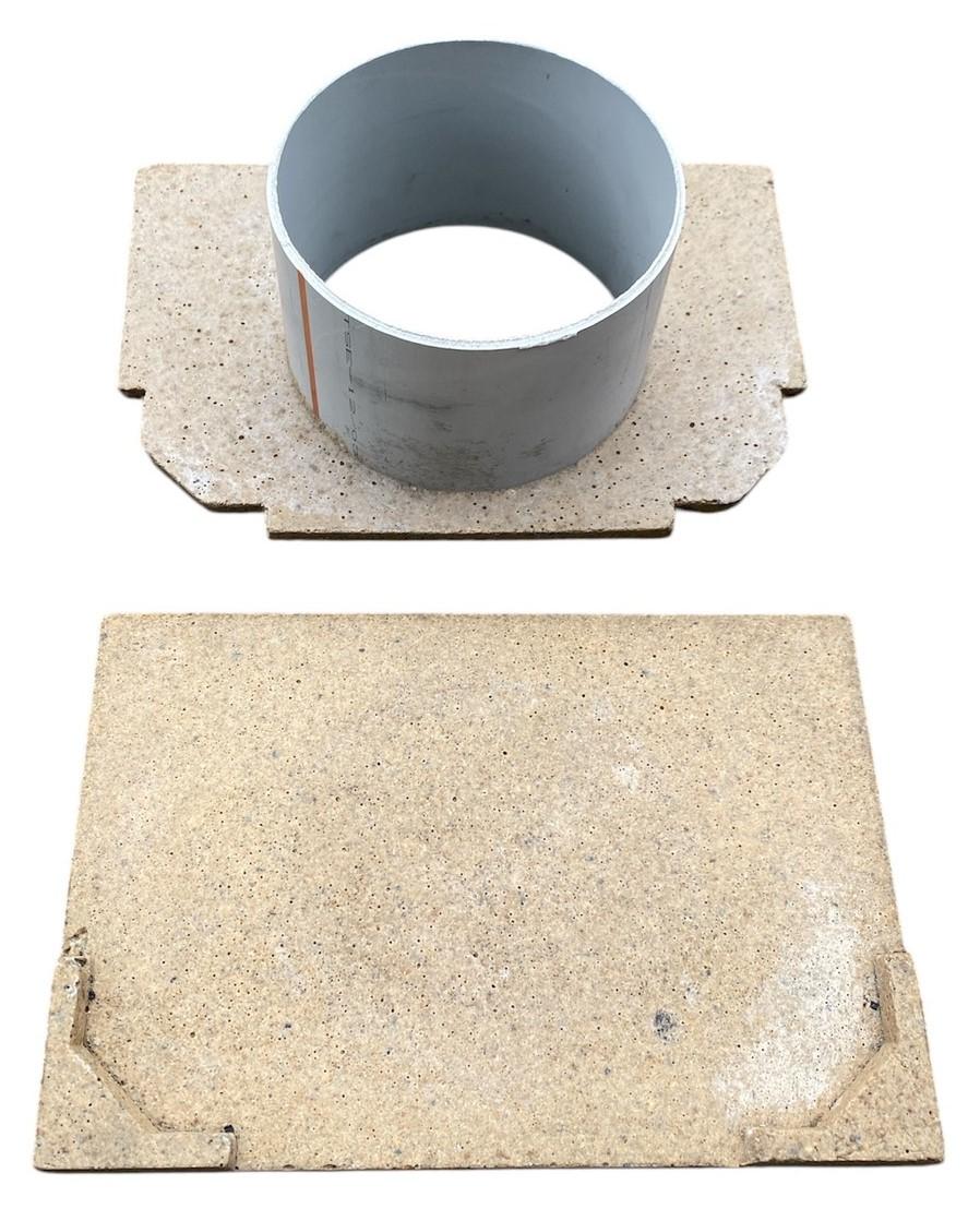 Заглушка-выход фибробетон 300x200 мм D.160 ПВХ для решетки 1000x200x300 мм (комплект 1 наружная + 1 внутреняя) TR