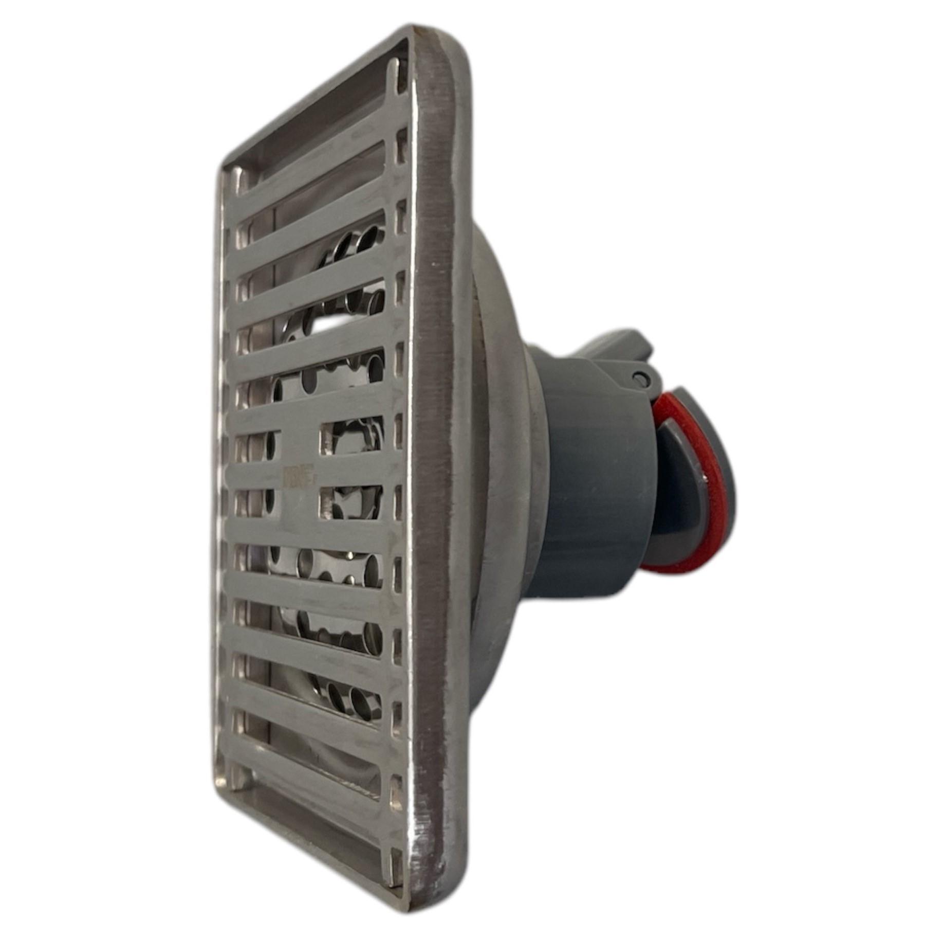 Трап квадратный вертикальный D. 40 х 180° (100 x 100 мм) корпус и решетка из нержавеющей стали CP2201A-1  FANSKI