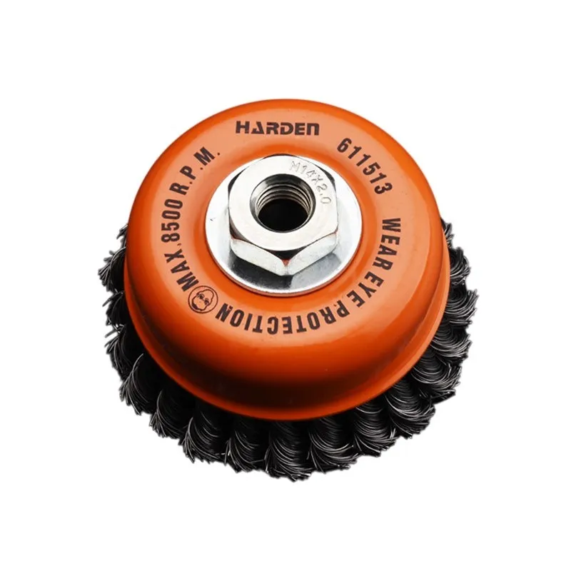 Щетка из плетеной стальной проволоки с гайкой 100 мм M14x2 для УШМ Pro  HARDEN