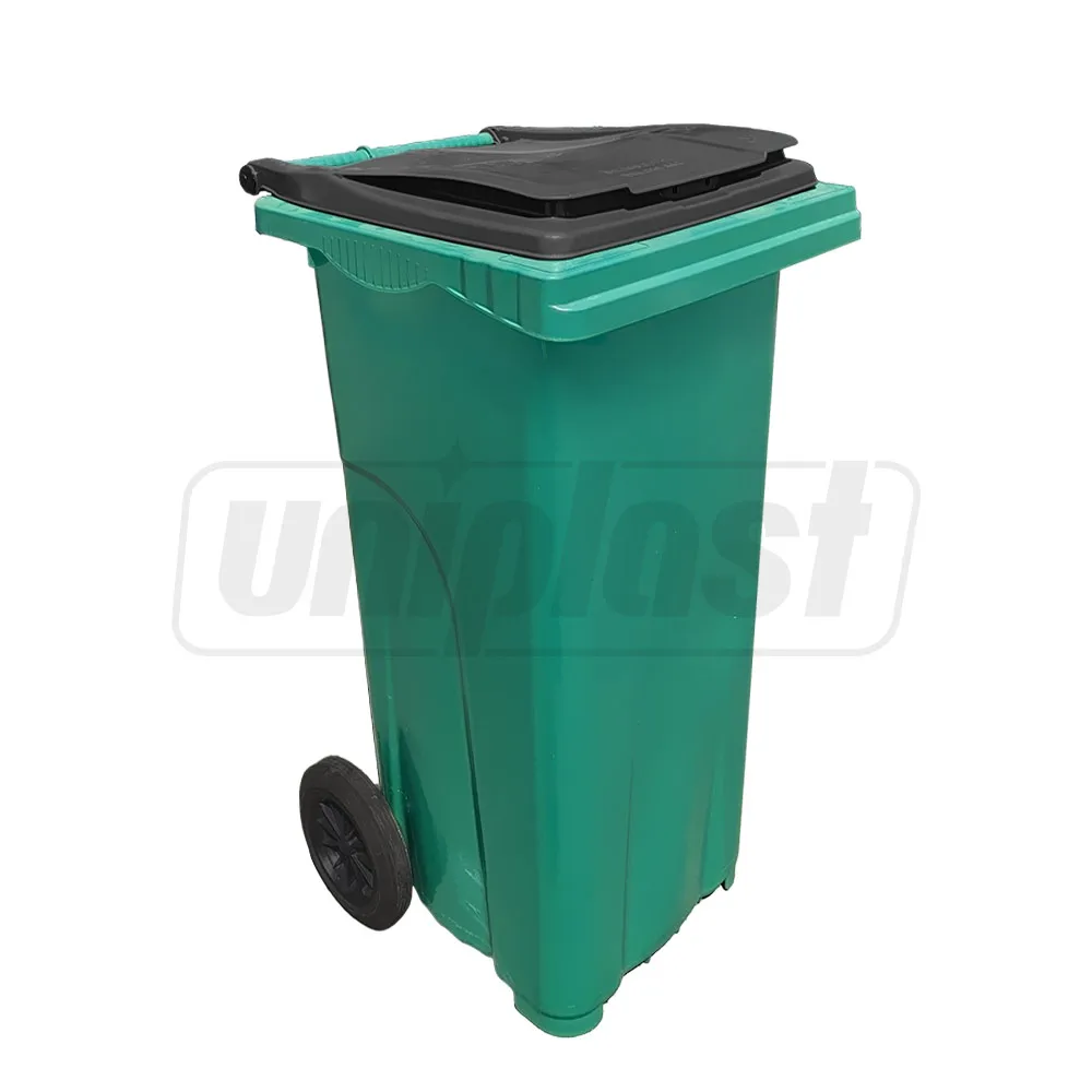 Cos HDPE pentru transportarea deseurilor  120 L pe roti (turcoaz cu capac negru)  UNIPLAST TR