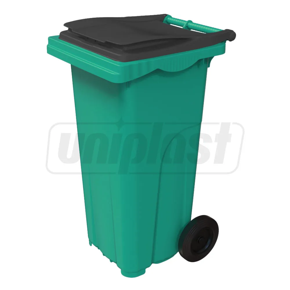 Cos HDPE pentru transportarea deseurilor  120 L pe roti (turcoaz cu capac negru)  UNIPLAST TR