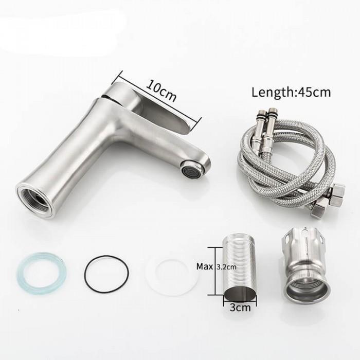 Смеситель для умывальника F1048 из нержавеющей стали, с гайкой  FRAP