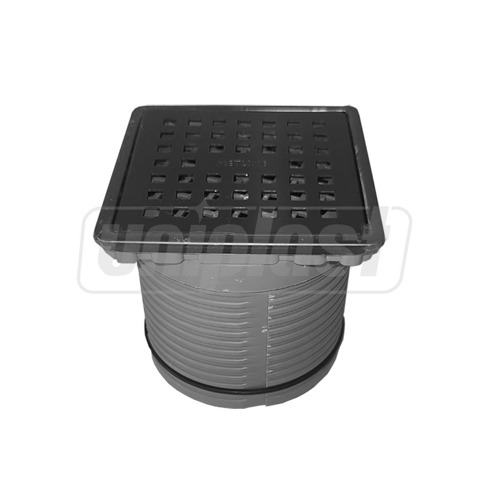 Sifon de pardoseala PP D.110 vertical (gri) (100 x 100 mm) cu grila si rama inox, ANTI-ODOR MG-10-A  METLINE