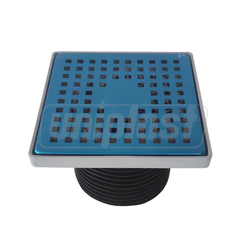 Sifon de pardoseala PP D.110 vertical (gri) (150 x 150 mm) cu trecere din cauciuc, cu grila inox, rama plastic, ANTI-ODOR MC-15  METLINE