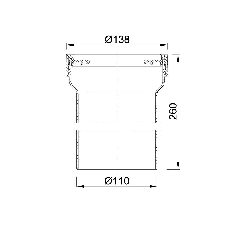 Racord WC rigid, drept 180° D.110 STY-530-E-H STYRON