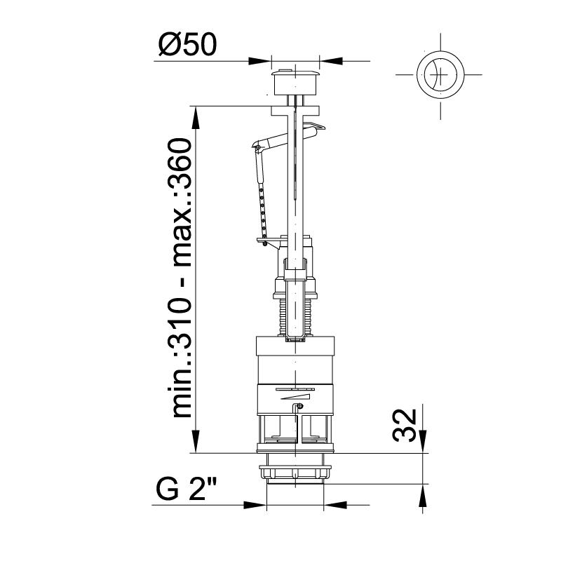 Механизм для бачка WC cмывная арматура с 2-кнопочным пуском STY-722  STYRON
