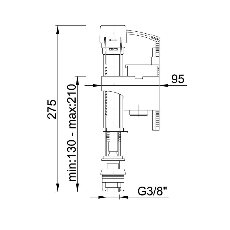 Mecanism de alimentare  pentru WC D. 3/8" filet cupru STY-705-R  STYRON