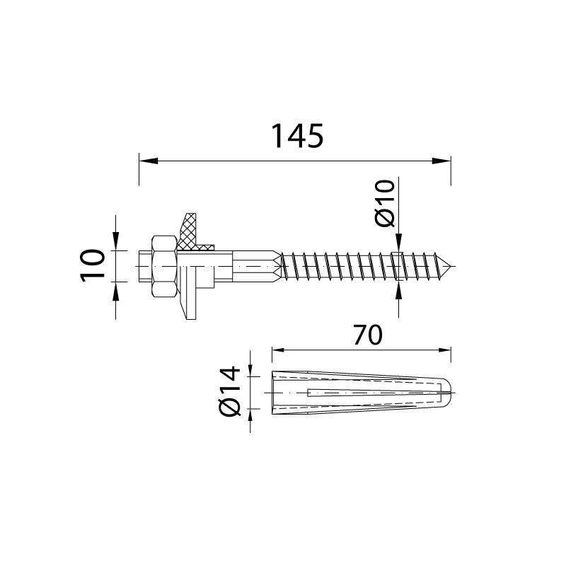 Set suport lavoar M10 x 140 MR-145  STYRON