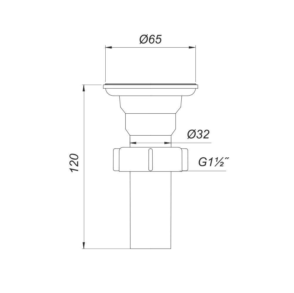 Выпуск для сифона металлический с патрубком D. 1.1/4" x 65 У0100.3100  SOLOPLAST