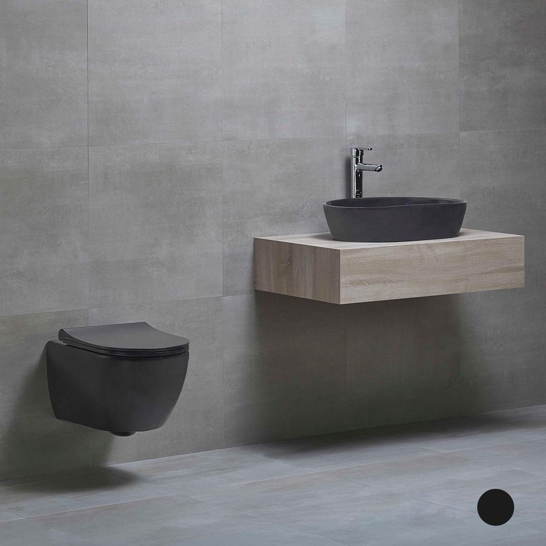 Унитаз подвесной с крышкой KNIDOS (черный матовый)  EGE VITRIFIYE