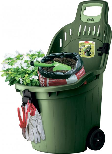 Roabă multifuncțională completă cu oprire mătură Verde, 60 kg (59.5x53x88.5H) Helpy Cart STEFANPLAST