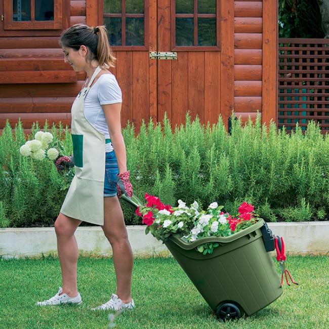 Roabă multifuncțională completă cu oprire mătură Verde, 60 kg (59.5x53x88.5H) Helpy Cart STEFANPLAST