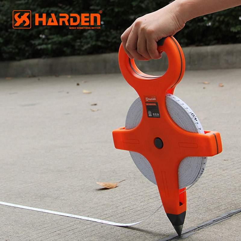 Ruleta de masurare geodezica cu fixator 50 m x 12.5 mm, maner nichelat Pro  HARDEN