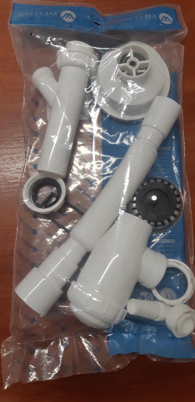 Sifon chiuveta tip "butelie" D. 3.1/2" x 40 cu 1 racord, furtun gofrat 40/50 METLINE