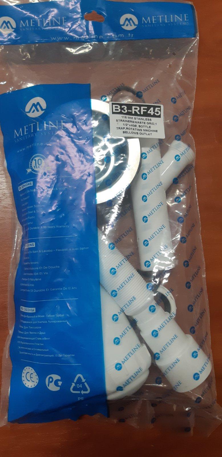 Sifon chiuveta tip "butelie" D. 3.1/2" x 40 cu 1 racord, furtun gofrat 40/50 METLINE