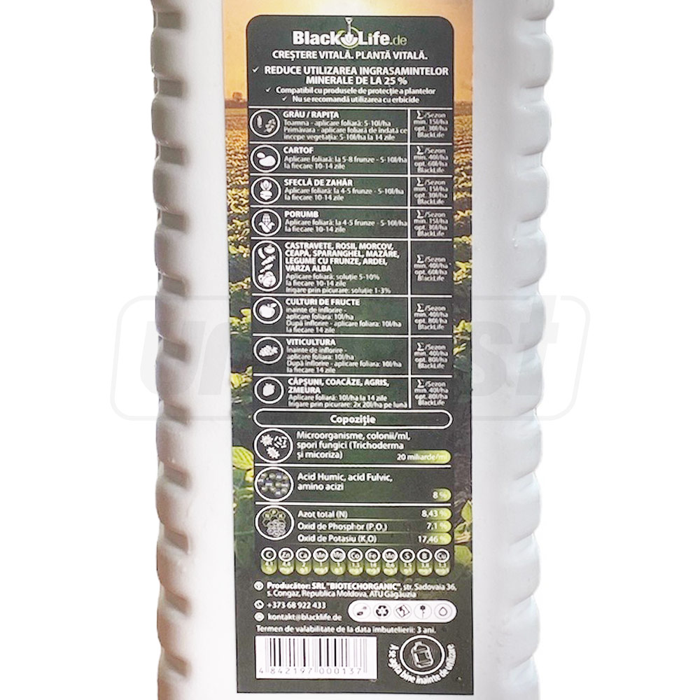 Удобрение жидкое органическое 1 л Black Life  BIOTECH
