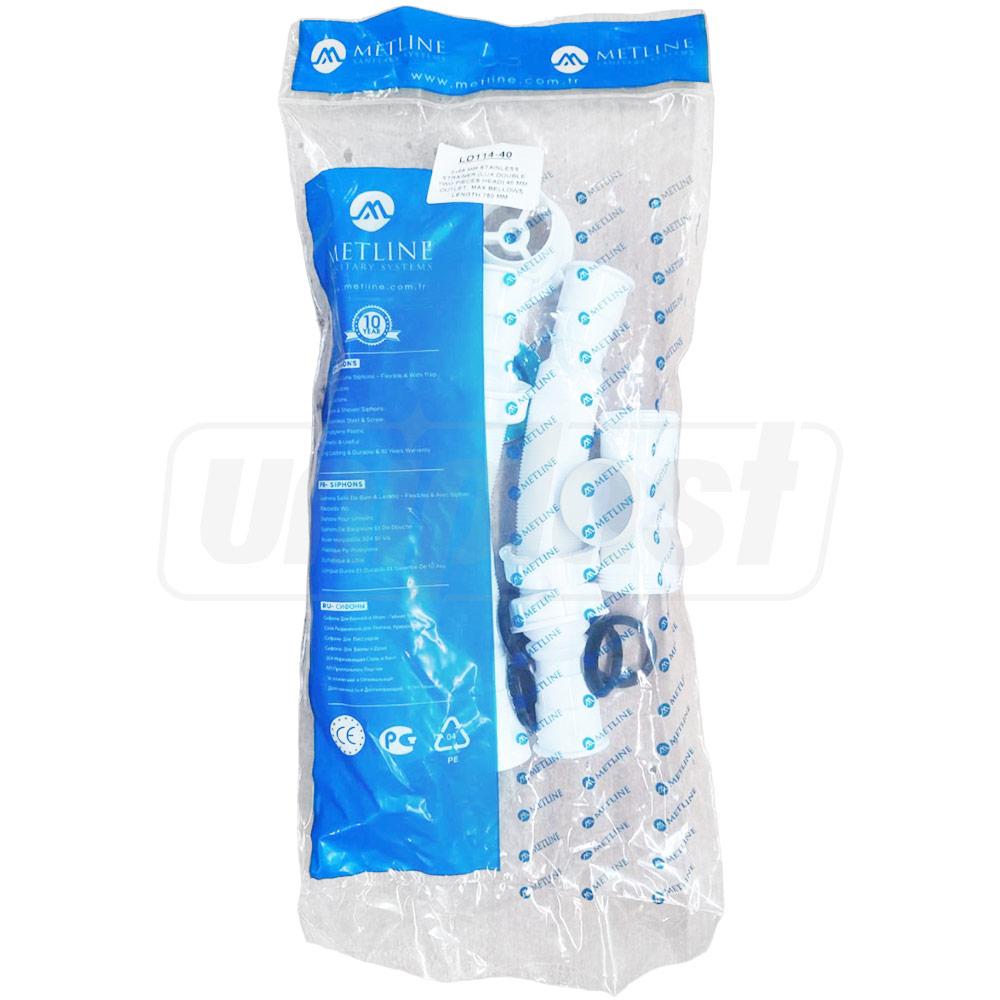 Sifon chiuveta dublu D. 1.1/4" x 40 cu furtun gofrat 40/50(750mm)  METLINE