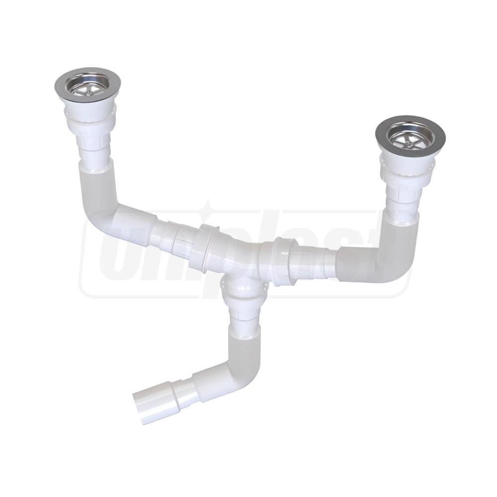 Sifon chiuveta dublu D. 1.1/4" x 50 cu furtun gofrat 40/50(750mm) METLINE