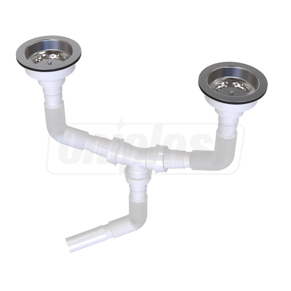 Sifon chiuveta dublu D. 3.1/2" x 50 preaplin si furtun gofrat 40/50(750mm)  METLINE