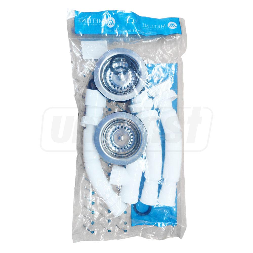 Sifon chiuveta dublu D. 3.1/2" x 50 preaplin si furtun gofrat 40/50(750mm)  METLINE