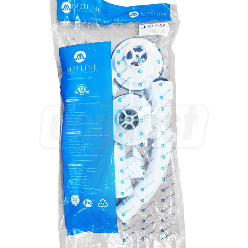 Sifon chiuveta dublu D. 3.1/2" x 50 preaplin si furtun gofrat 40/50(750mm)  METLINE