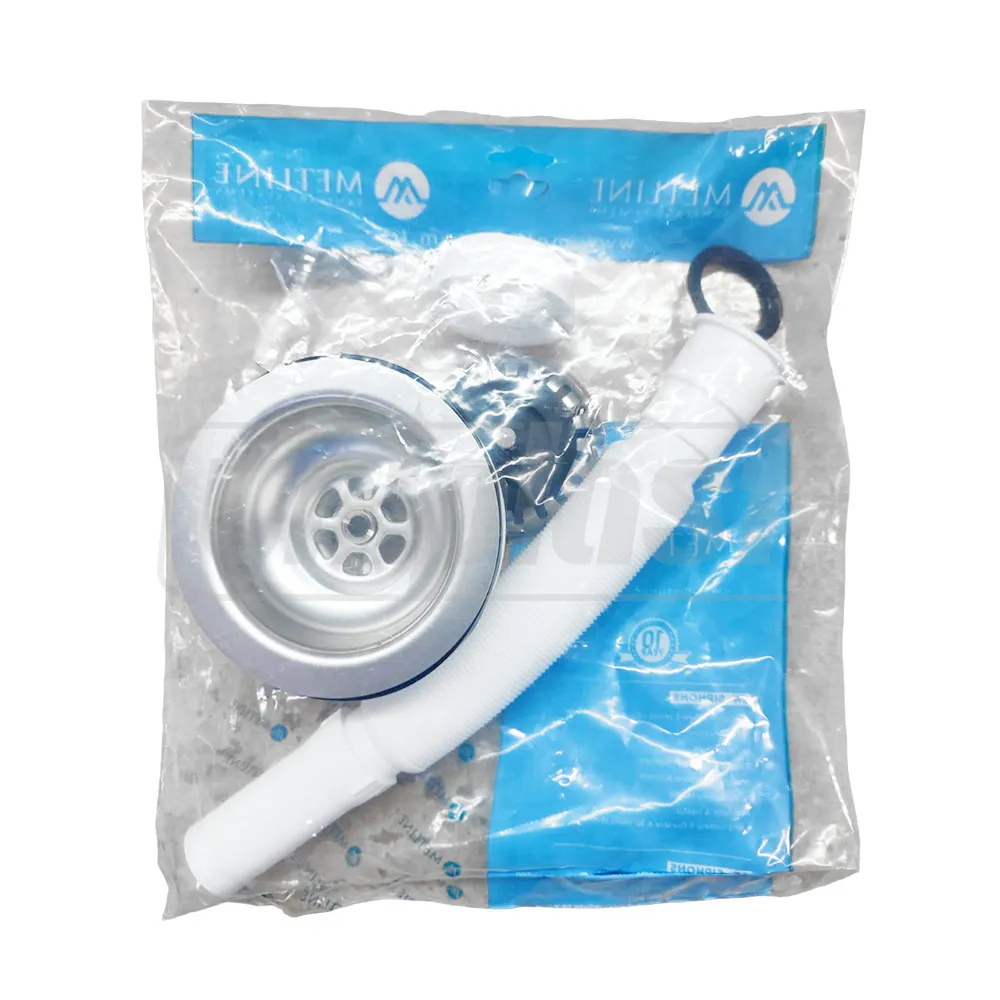 Sifon lavoar gofrat D. 3.1/2" x 32 ventil inox 115, L=750 mm  METLINE