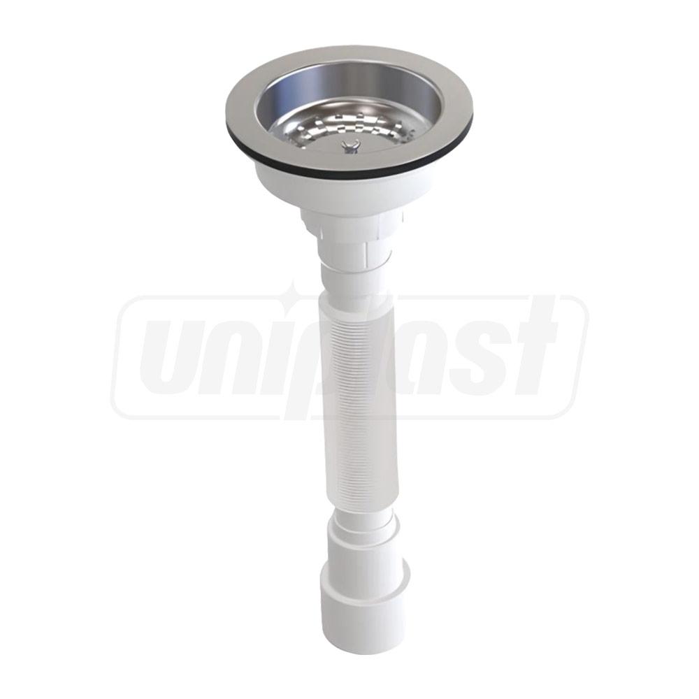 Sifon lavoar gofrat D. 3.1/2" x 40 ventil inox 115, L=750 mm  METLINE