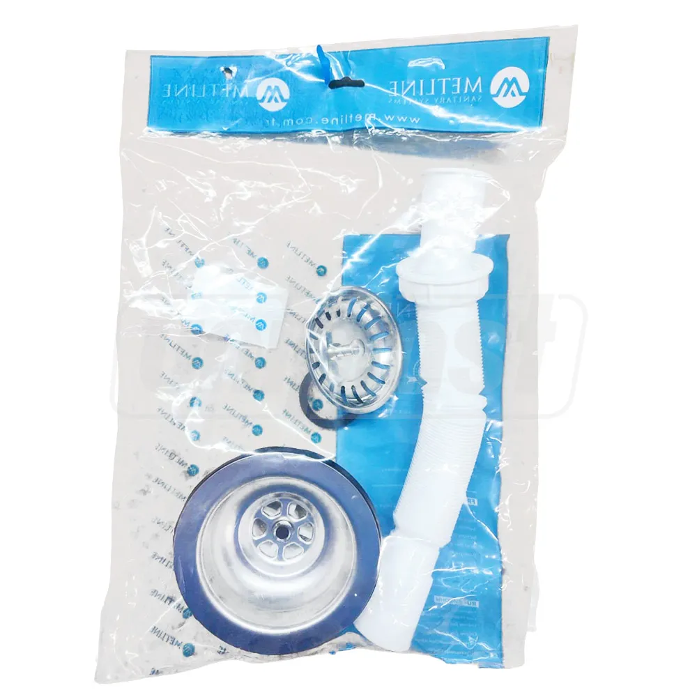 Sifon lavoar gofrat D. 3.1/2" x 40 ventil inox 115, L=750 mm METLINE