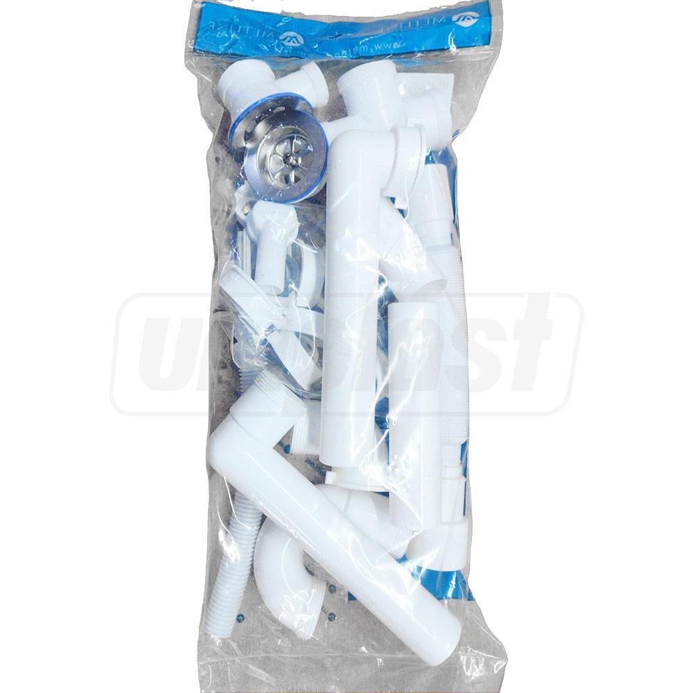 Sifon chiuveta dublu D. 1.1/2" x 40 preaplin si furtun gofrat 40/50(750mm)  METLINE (U4-112-RDO40)