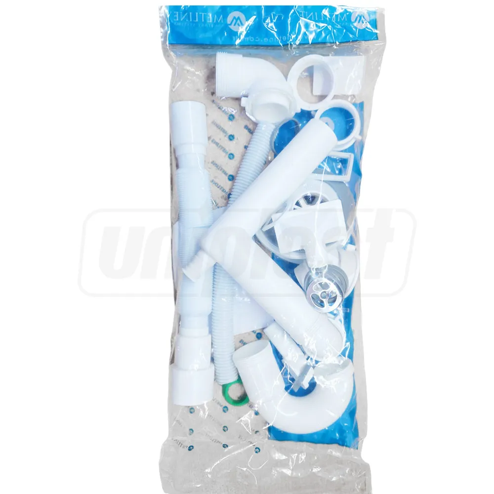 Sifon chiuveta tip "tubular"  D. 1.1/2" x 40  cu 1 racord, preaplin si furtun gofrat 40/50  METLINE